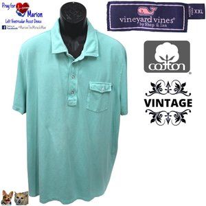 Vineyard Vines XXL Light Teal 4 Button Placket Knit Vintage Cotton Polo  Button